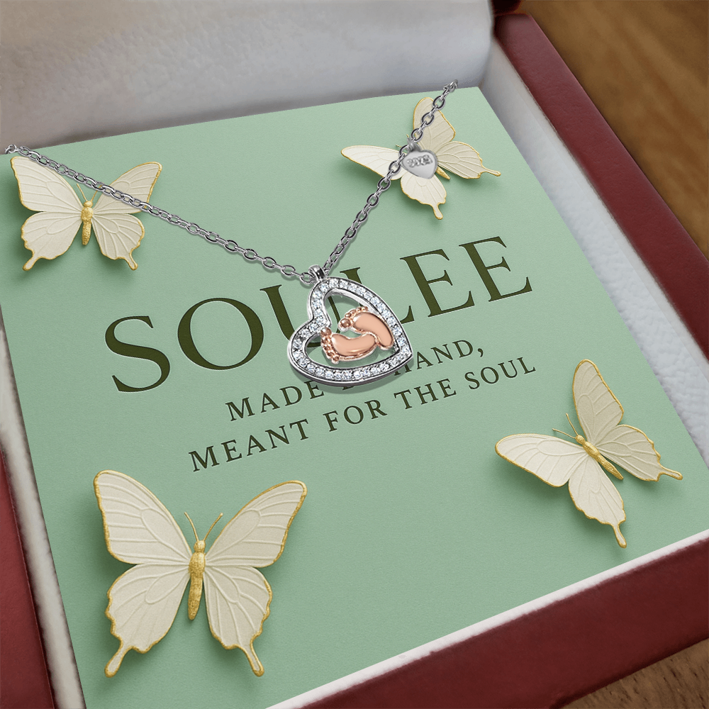 Baby Feet Heart Necklace