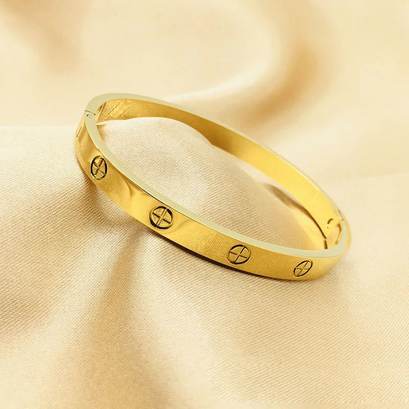 2024 Cross Design Bracelet&Bangle Gold Color Waterproof Stainless Steel Luxury Brand Bangles for Women Gift Drop Shipping